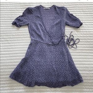 Purple Reformation Wrap Mini Floral Dress